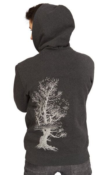 Life-Tree Organic Fairwear Zipper Unisex Dark Heather Grey Pine Tree von Life-Tree