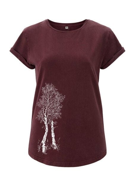 Life-Tree Shirt aus Biobaumwolle Fairwear für Damen "Birke" in Washed Blue/Washed Red/Washed Green von Life-Tree