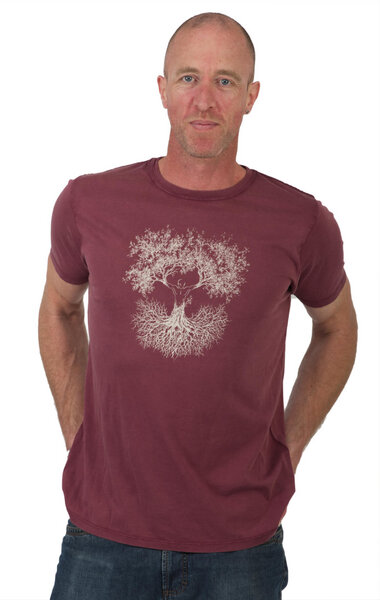 Life-Tree Shirt aus Biobaumwolle Fairwear für Herren "Fusion" in Washed Red von Life-Tree