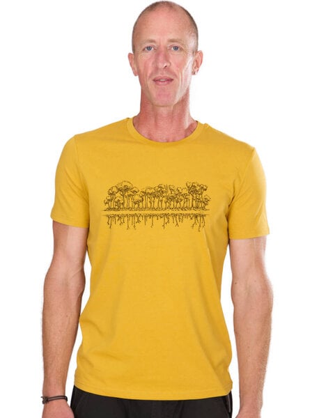 Life-Tree Shirt aus Biobaumwolle Fairwear für Herren "Mirror" in Ocre-Gelb von Life-Tree