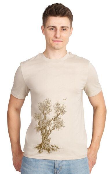 Life-Tree Shirt aus Biobaumwolle Fairwear für Herren "Olive Tree" in Desert Dust von Life-Tree