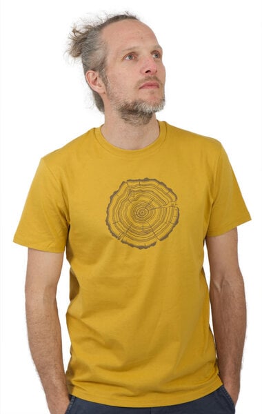 Life-Tree Shirt aus Biobaumwolle Fairwear für Herren "Treeslice" in Ocre-Gelb von Life-Tree