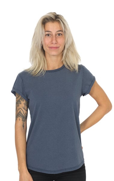 Life-Tree Shirt aus Biobaumwolle für Damen "Basic" Stone Washed Green/White/Red/Blue von Life-Tree