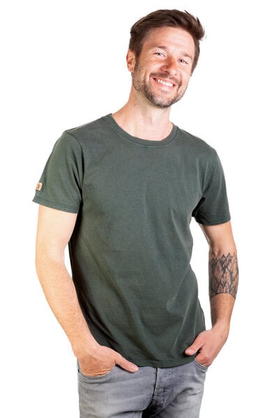 Life-Tree Shirt aus Biobaumwolle für Herren "Basic" Stone Washed Green/White/Red/Blue von Life-Tree