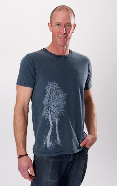 Life-Tree Shirt aus Biobaumwolle für Herren "Birke" in Washed Green/Blue von Life-Tree