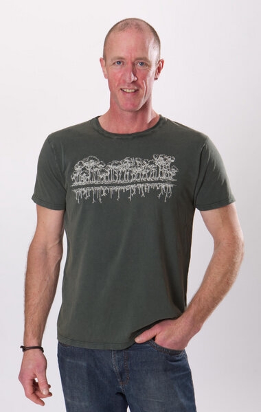 Life-Tree Shirt aus Biobaumwolle für Herren "Mirror" in Washed Green/Blue von Life-Tree