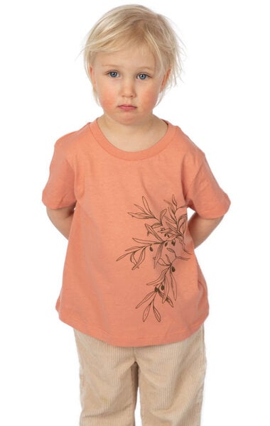 Life-Tree Shirt aus Biobaumwolle für Kinder "Olive Branch" Rose Clay/Heather Green von Life-Tree