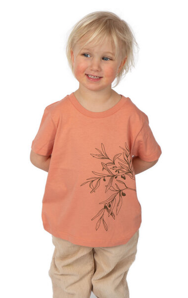 Life-Tree Shirt aus Biobaumwolle für Kinder "Olive Branch" Rose Clay/Heather Green von Life-Tree