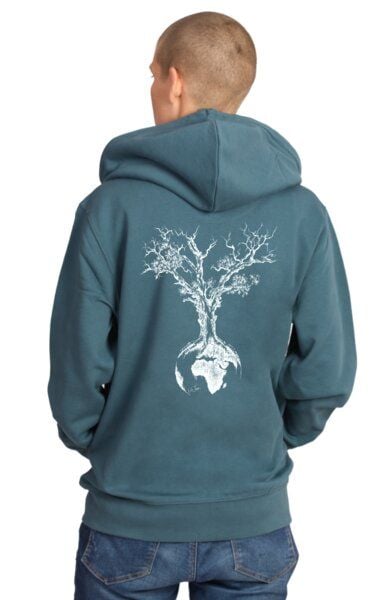 Life-Tree Zipper aus Biobaumwolle Unisex "Weltenbaum" in Stargazer Blau von Life-Tree