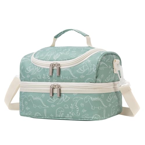 Life on track Isolierte Kinder-Lunch-Tasche mit zwei Fächern, Tragetasche für Mädchen, Jungen, Kleinkinder, Kindergarten, Schule, Picknick, Lebensmittel-Kühlboxen mit Schultergurt, Grün Life on track Isolierte Kinder-Lunch-Tasche mit zwei Fächern, Tragetasche für Mädchen, Jungen, Kleinkinder, Kindergarten, Schule, Picknick, Lebensmittel-Kühlboxen mit Schultergurt, Grün von Life on track