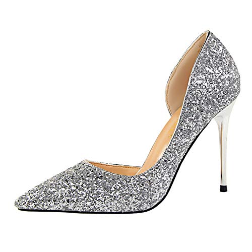 Damen Spitze geschlossene Zehen Stilettos High Heel 9.5 cm Slip On Kleid Pumps Pumps Pumps Pumps High Heels Pumps für Party Wedding Night Club von Life&Women