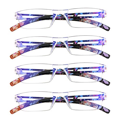 LifeArt Lesebrillen, Blaulicht-Blockierbrille, Computer-Lesebrille für Damen und Herren, Brillengestell mit rechteckigem Mode-Design (4 blaue Blume, 2.00) von LifeArt