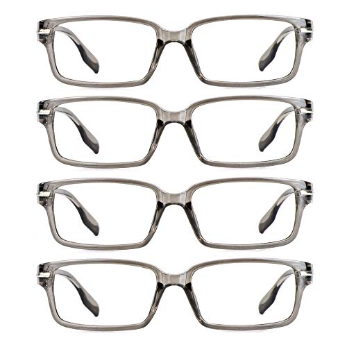 LifeArt Lesebrillen, Blaulicht-Blockierbrille, Computer-Lesebrille für Damen und Herren, Brillengestell mit rechteckigem Mode-Design (4 Grau, 3.00) von LifeArt