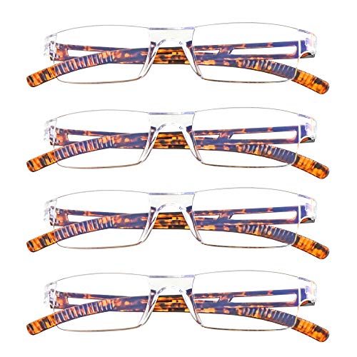 LifeArt Lesebrillen, Blaulicht-Blockierbrille, Computer-Lesebrille für Damen und Herren, Brillengestell mit rechteckigem Mode-Design (4 Schildkröten, 1.25) von LifeArt