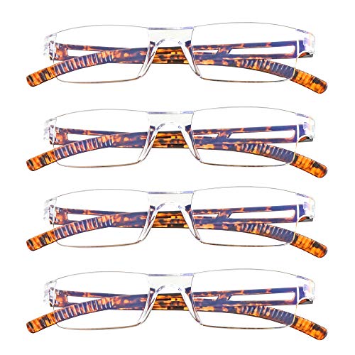 LifeArt Lesebrillen, Blaulicht-Blockierbrille, Computer-Lesebrille für Damen und Herren, Brillengestell mit rechteckigem Mode-Design (4 Schildkröten, 2.00) von LifeArt