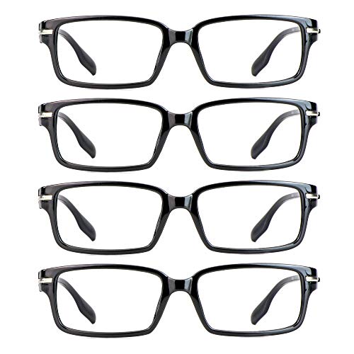 LifeArt Lesebrillen, Blaulicht-Blockierbrille, Computer-Lesebrille für Damen und Herren, Brillengestell mit rechteckigem Mode-Design (4 Schwarz, 2.00) von LifeArt