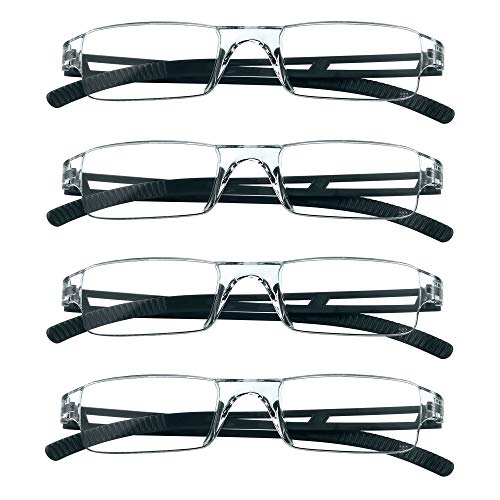 LifeArt Lesebrillen, Blaulicht-Blockierbrille, Computer-Lesebrille für Damen und Herren, Brillengestell mit rechteckigem Mode-Design (4 Schwarz, 2.25) von LifeArt