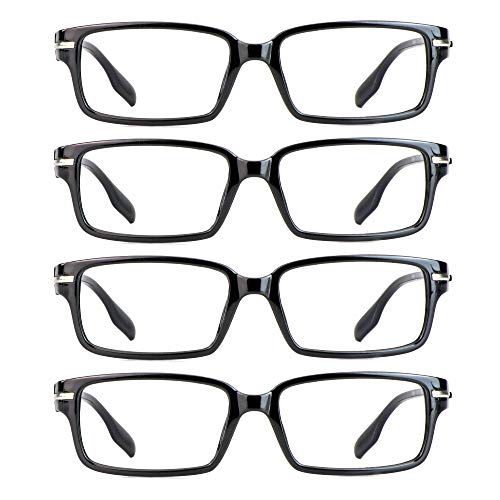 LifeArt Lesebrillen, Blaulicht-Blockierbrille, Computer-Lesebrille für Damen und Herren, Brillengestell mit rechteckigem Mode-Design (4 Schwarz, 2.25) von LifeArt