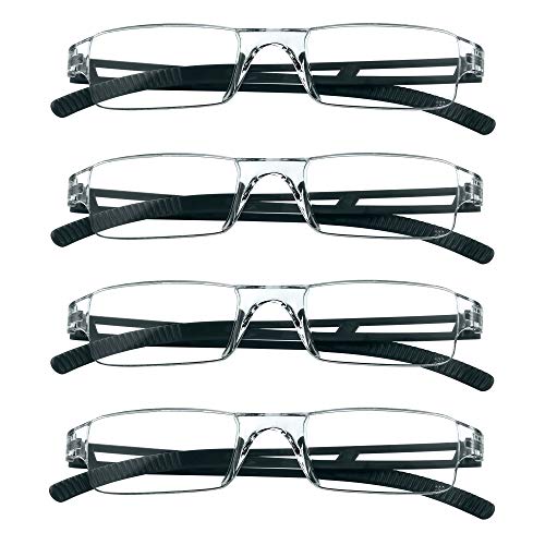 LifeArt Lesebrillen, Blaulicht-Blockierbrille, Computer-Lesebrille für Damen und Herren, Brillengestell mit rechteckigem Mode-Design (4 Schwarz, 2.75) von LifeArt