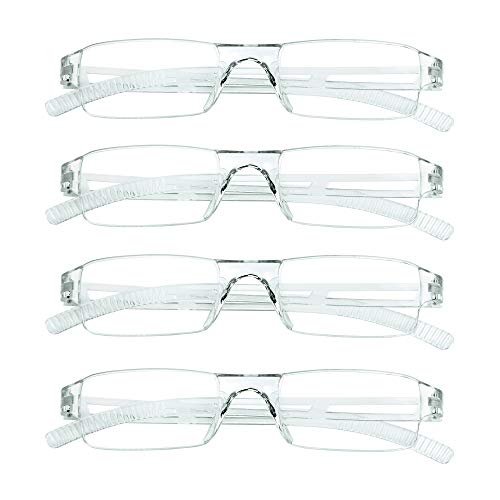 LifeArt Lesebrillen, Blaulicht-Blockierbrille, Computer-Lesebrille für Damen und Herren, Brillengestell mit rechteckigem Mode-Design (4 Transparent, 1.50) von LifeArt