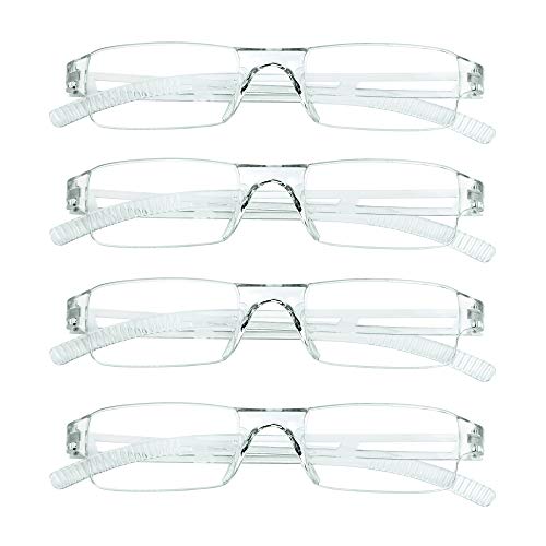 LifeArt Lesebrillen, Blaulicht-Blockierbrille, Computer-Lesebrille für Damen und Herren, Brillengestell mit rechteckigem Mode-Design (4 Transparent, 3.75) von LifeArt