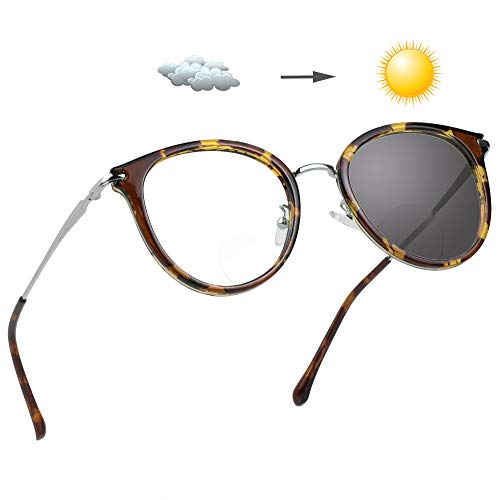 LifeArt Bifocal Reading Glasses,Photochromic Dark Grey Sunglasses for Women/Men 0.00/+3.00 von LifeArt