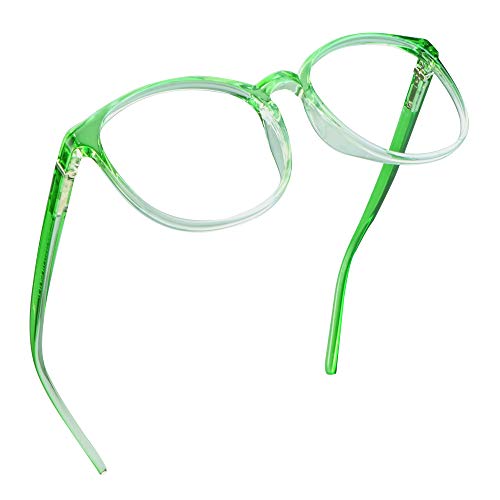 LifeArt Blue Light Blocking Brille, Anti Eyestrain, Computer Lesebrille, TV Brille für Frauen Männer(klar Grün,Keine Vergrößerung) von LifeArt