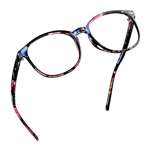 LifeArt Blue Light Blocking Brille, Anti Eyestrain, Computer Lesebrille, TV Brille für Frauen Männer(Blumen,0.50 Vergrößerung) von LifeArt