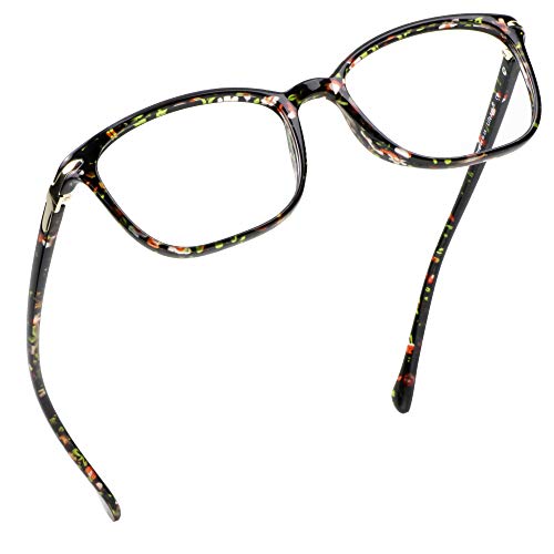 LifeArt Blaulicht-Schutzbrillen, Computer-Lesebrillen, Spielbrillen, TV-Brillen für Frauen, Männer, Blendschutz (Schwarze Blumen, 1.00 Vergrößerung) von LifeArt