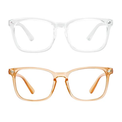LifeArt Blaulichtblockierende Brille, Anti Augenanstrengung, Computer Lesebrille mit Federscharnier, Gaming Brille, TV Brille für Damen Herren, Uptown_1clear&champagne, +1.00 Magnification von LifeArt