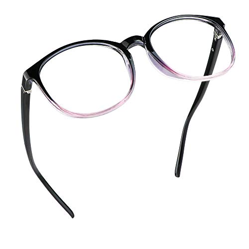 LifeArt Blue Light Blocking Brille, Anti Eyestrain, Computer Lesebrille, TV Brille für Frauen Männer(schwarz Lila,0.50 Vergrößerung) von LifeArt