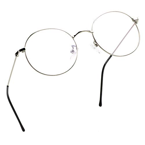 LifeArt Lese von Gläsern | Blaulichtfilter Brille Frauen | Computerbrille Männer | Runde Metallgestell Anti-Augen-Müdigkeit Gläsern (Silber, 2.50 Vergrößerung von LifeArt