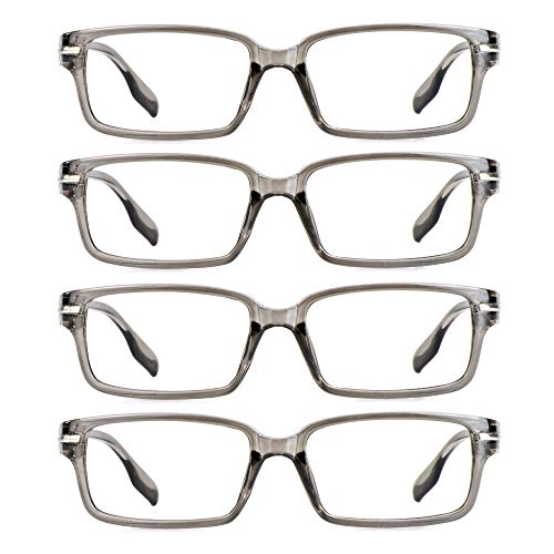 LifeArt Lesebrillen, Blaulicht-Blockierbrille, Computer-Lesebrille für Damen und Herren, Brillengestell mit rechteckigem Mode-Design (4 Grau, 1.75) von LifeArt