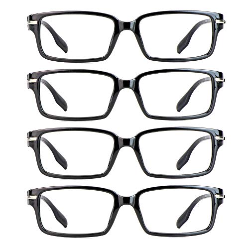 LifeArt Lesebrillen, Blaulicht-Blockierbrille, Computer-Lesebrille für Damen und Herren, Brillengestell mit rechteckigem Mode-Design (4 Schwarz, 1.75) von LifeArt