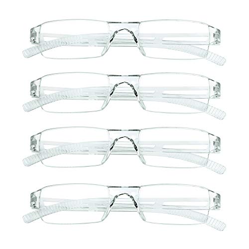 LifeArt Lesebrillen, Blaulicht-Blockierbrille, Computer-Lesebrille für Damen und Herren, Brillengestell mit rechteckigem Mode-Design (4 Transparent, 3.00) von LifeArt
