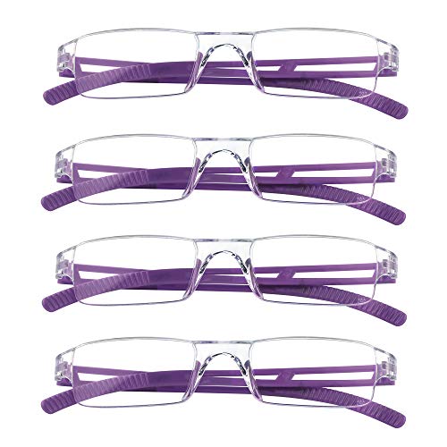 LifeArt Lesebrillen, Blaulicht-Blockierbrille, Computer-Lesebrille für Damen und Herren, Brillengestell mit rechteckigem Mode-Design (4Lila, 2.00) von LifeArt