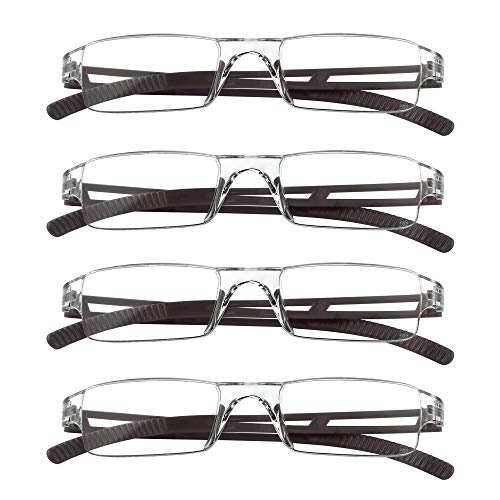 LifeArt Lesebrillen, Blaulicht-Blockierbrille, Computer-Lesebrille für Damen und Herren, Brillengestell mit rechteckigem Mode-Design (Braun, 1.50) von LifeArt