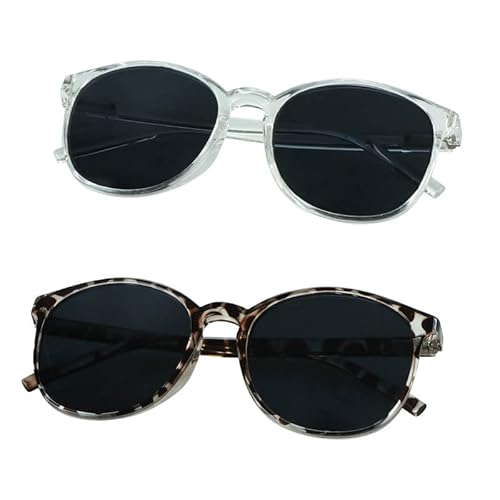LifeArt Vintage Runde Sonnenbrille für Männer und Frauen Gradient Grau Linse UV400 Schutz Outdoor Schatten mit Clear+Leopard +1,00 Vergrößerungsrahmen 2-Pack von LifeArt