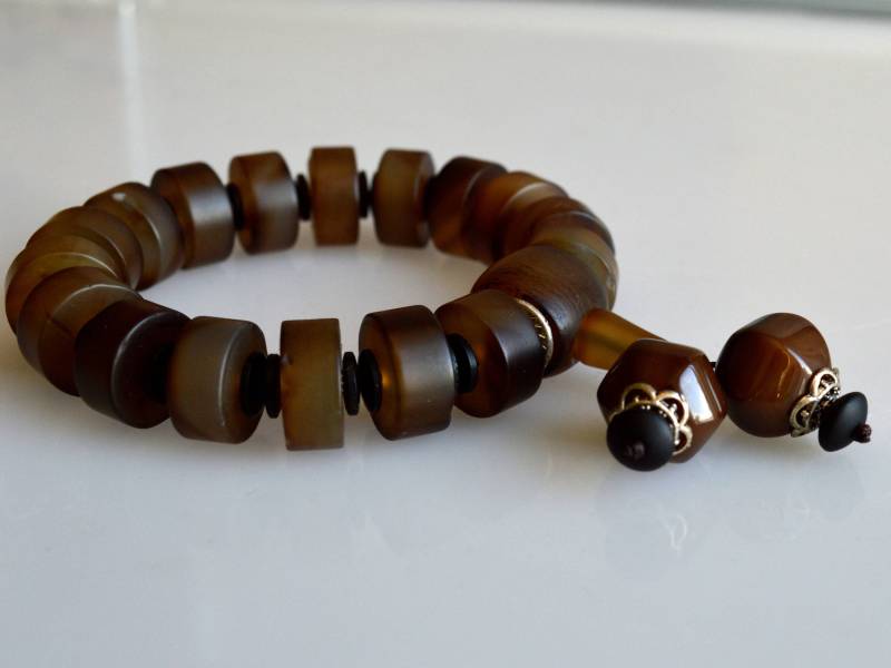 Handgemachte Braune Achat Perlen Armband Größe Ca. 7 X 16 Mm Länge 22 cm #n41 von LifeGem