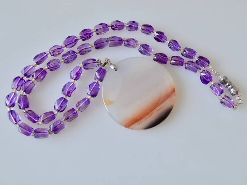 Natürliche Edelstein Achat Anhänger Amethyst Halskette Farbe Stein #n48 Natürliche Edelstein Achat Anhänger Amethyst Halskette Farbe Stein #n48 von LifeGem