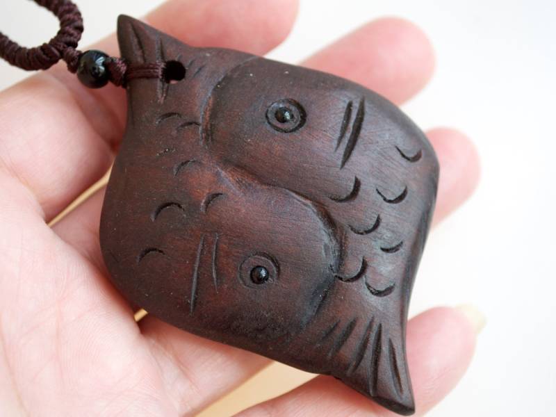 Pfirsich Holz Geschnitzt Doublefish Lovefish Halskette Anhänger Ca. 3.5x2.5x0.5 cm Mit Verstellbares #n03 von LifeGem