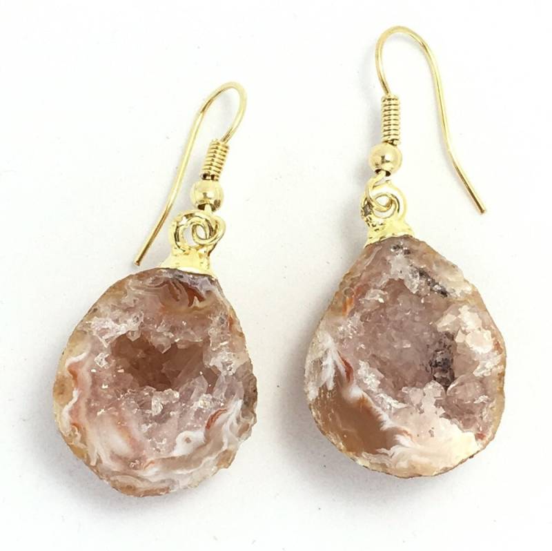 Durchscheinende Rot Achat Geode Druzy Ohrringe Mit Silber Ohrhaken von LifeIsAGiftShop
