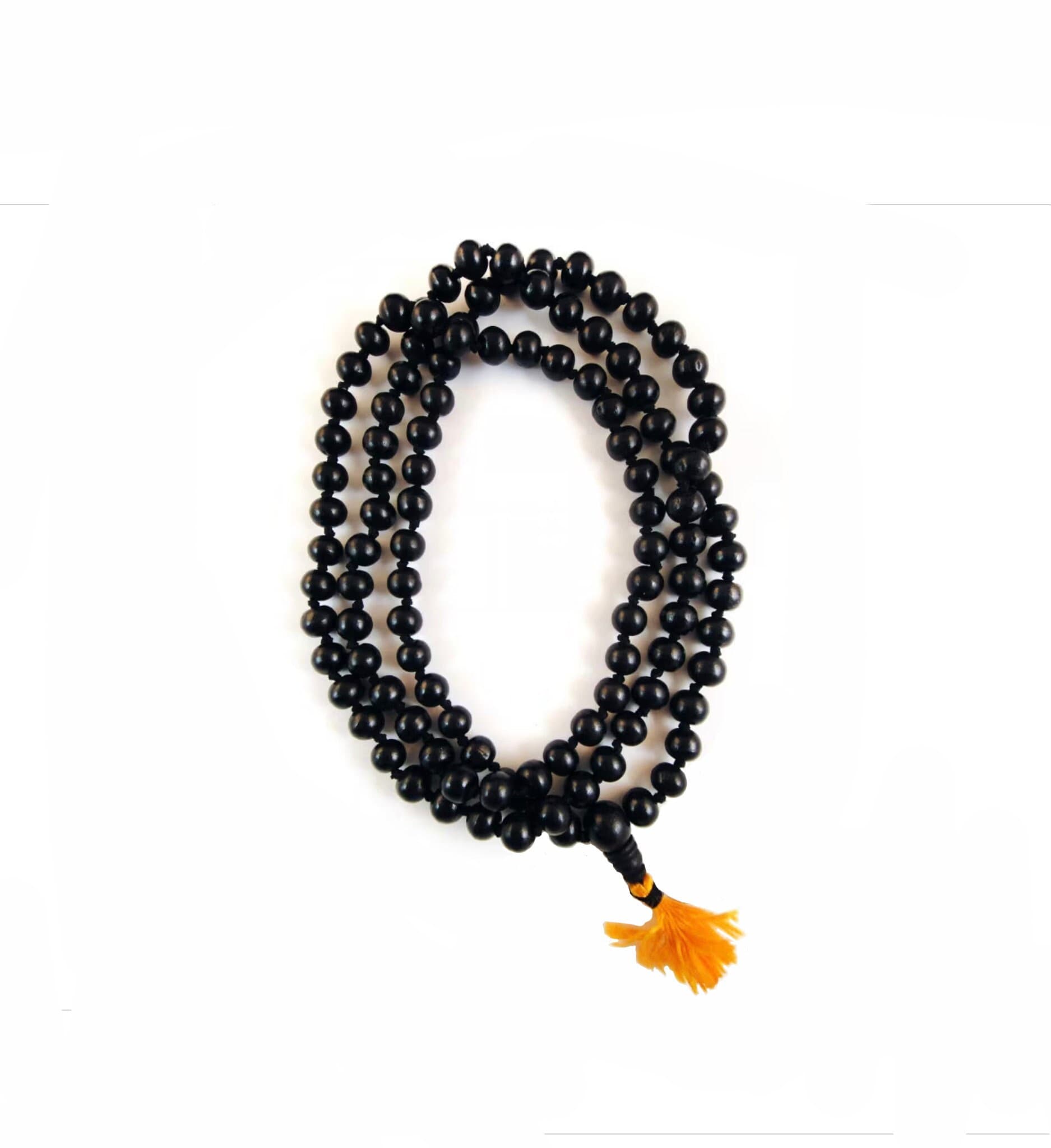 Ebenholz Mala Mit Seiden Quaste 7.5mm Perle Orange Oder Schwarz Tassel von LifeIsAGiftShop