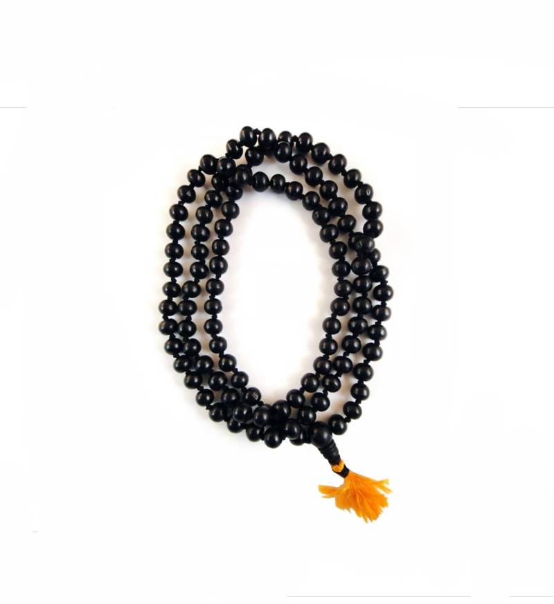 Ebenholz Mala Mit Seiden Quaste 7.5mm Perle Orange Oder Schwarz Tassel von LifeIsAGiftShop