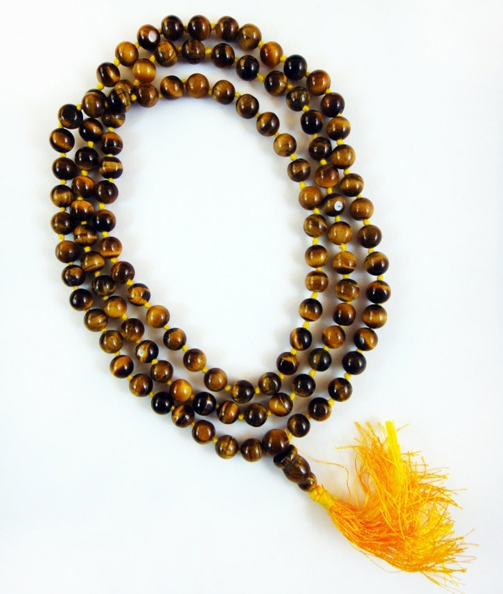 Goldene Tigerauge Handgeknüpfte Mala 7mm Gebetsperlen von LifeIsAGiftShop