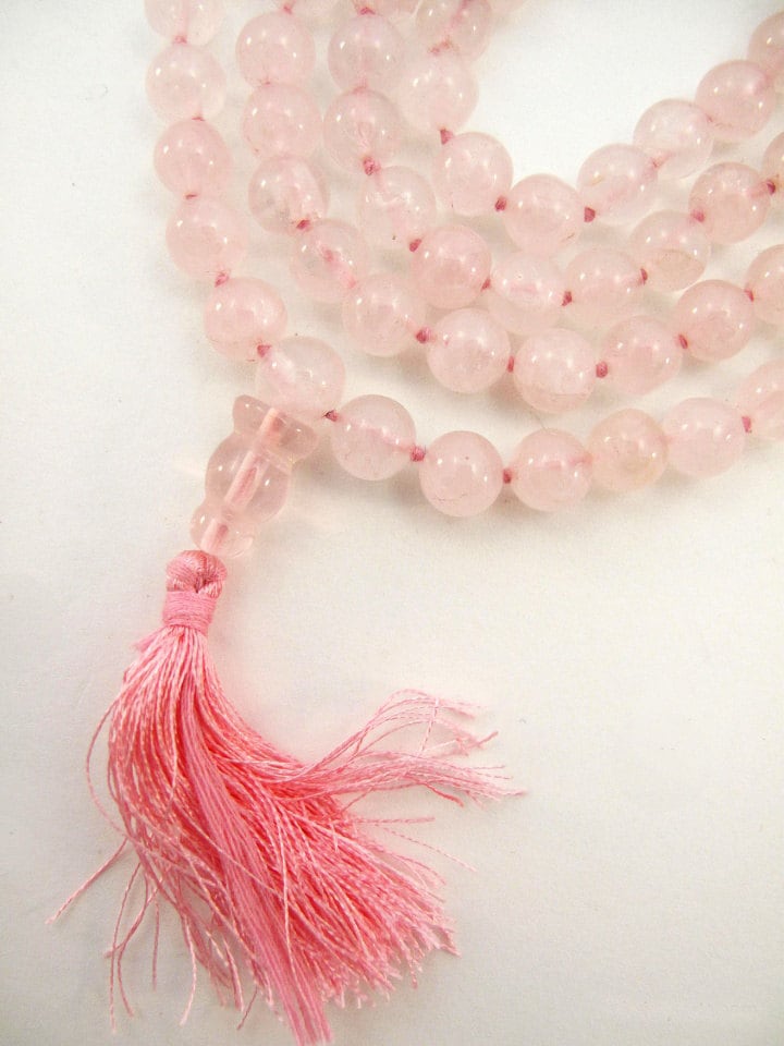 Rosenquarz Geknotete Mala 7mm Gebetskette von LifeIsAGiftShop