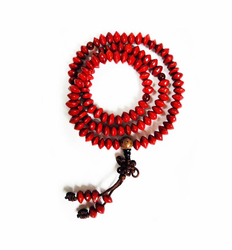 Rote Rondell Samen | Rotes Sandelholz 6 X 9mm Perlen Mala Mit Karneol Akzenten von LifeIsAGiftShop