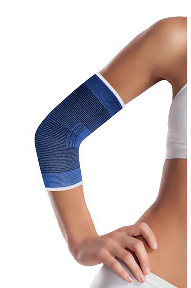 LifeMed Ellenbogenbandage ELLBOGENBANDAGE elastisch Blau Tennisarm Sportbandage (Größe XL - 13), Ellbogenstütze Ellenbogenschutz Ellbogen Stütze Bandage von LifeMed