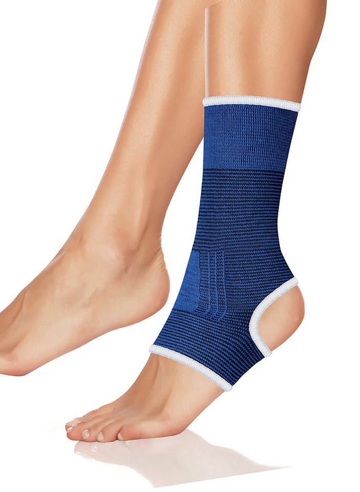 LifeMed Fußbandage FUßBANDAGE elastisch Sprunggelenkbandage Knöchelstütze (Größe S - 07), blau Fußgelenk Bandage Sportbandage Sport Fitness Training von LifeMed