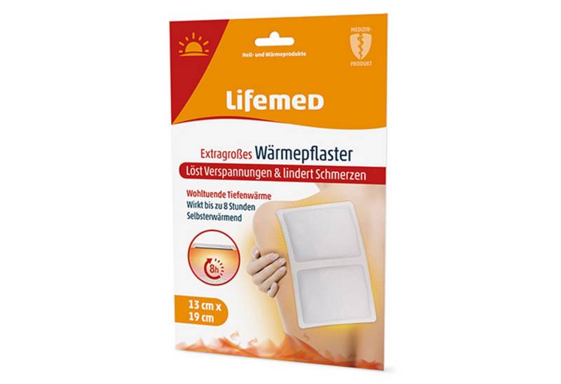 LifeMed Wärmepad 3 x "Lifemed" Extragroßes Wärmepflaster 19 cm x 13 cm weiss, Stück 3-tlg., Wärmepflaster, Wärmekissen 8 Stunden Wärmepflaster Schmerzpflaster von LifeMed